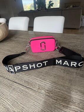 Marc Jacobs Hot Pink Snapshot Camera Bag with Black Strap